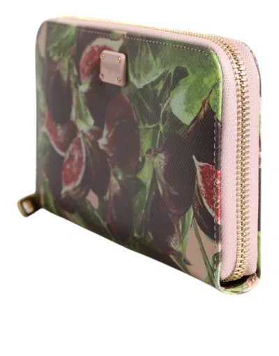 Dolce & Gabbana Multicolor Fig Fruit Dauphine Leather Zip Around Continental Women's Wallet