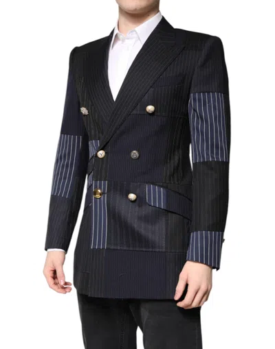 Dolce & Gabbana Multicolor Patchwork Jacket Coat Suit Blazer In Black