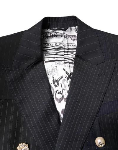 Dolce & Gabbana Multicolor Patchwork Jacket Coat Suit Blazer In Black