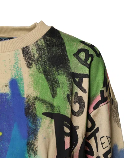 Dolce & Gabbana Multicolor Print Cotton Pullover Women's Sweater