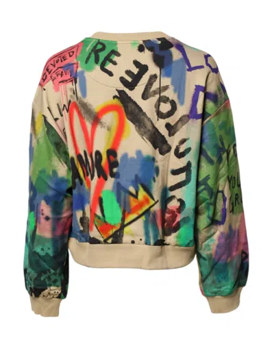 Dolce & Gabbana Multicolor Print Cotton Pullover Women's Sweater