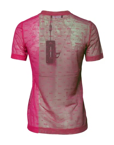 Dolce & Gabbana Pink Nylon See Through Women Short Sleeves Top In Pink
