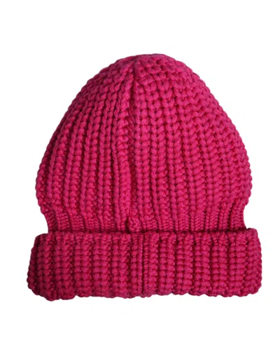 Dolce & Gabbana Pink Solid Wool Knitted Winter Beanie Hat In Pink