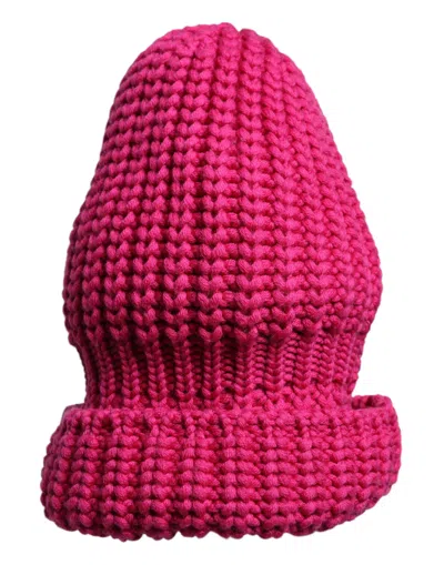 Dolce & Gabbana Pink Solid Wool Knitted Winter Beanie Hat In Pink