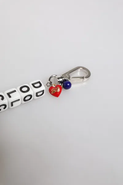 Dolce & Gabbana Silver Brass Chain Dice Logo Embellished Charm Women's Bracelet