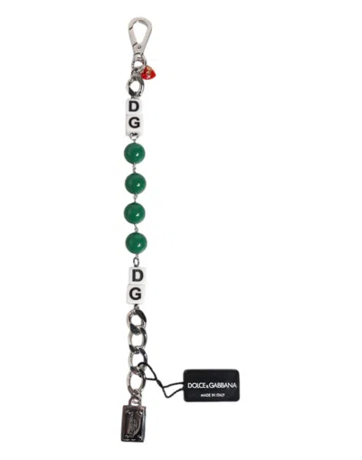Dolce & Gabbana Silver Tone Brass Bead Dice Logo Embellish Charm Women's Bracelet
