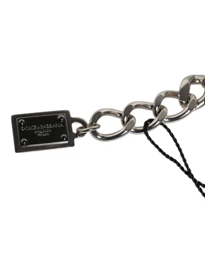 Dolce & Gabbana Silver Tone Brass Bead Dice Logo Embellish Charm Women's Bracelet