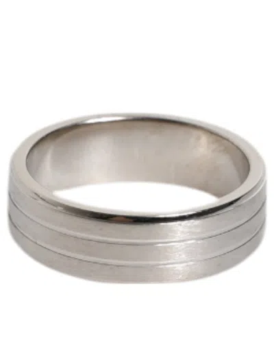 Dolce & Gabbana Silver Tone Brass Clear Crystal Dg Logo Ring In Metallic
