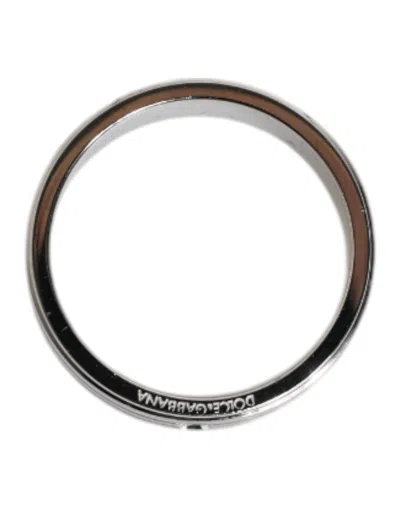 Dolce & Gabbana Silver Tone Brass Clear Crystal Dg Logo Ring In Metallic