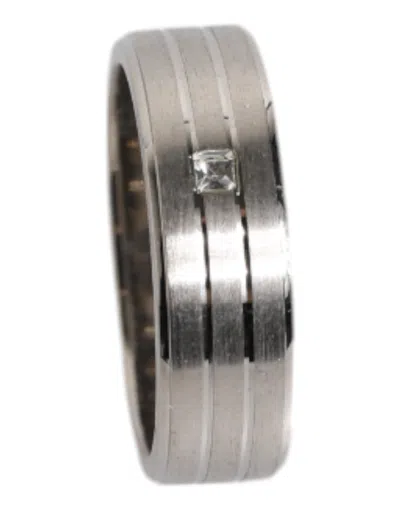 Dolce & Gabbana Silver Tone Brass Clear Crystal Dg Logo Ring In Metallic