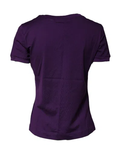 Pre-owned Dolce & Gabbana Violet Cotton Crewneck Short Sleeves Women's T-shirt ()