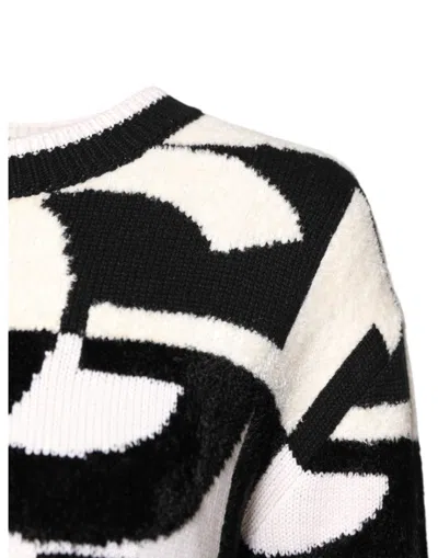 Dolce & Gabbana White Black Logo Print Women Pullover Sweater In Black