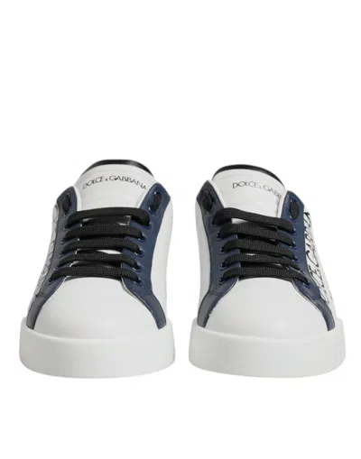 Pre-owned Dolce & Gabbana White Blue Crown Low Top Men Sneakers Men's Shoes ()