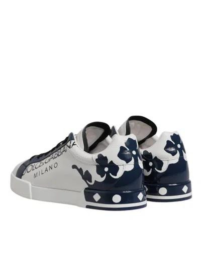 Pre-owned Dolce & Gabbana White Blue Crown Low Top Men Sneakers Men's Shoes ()