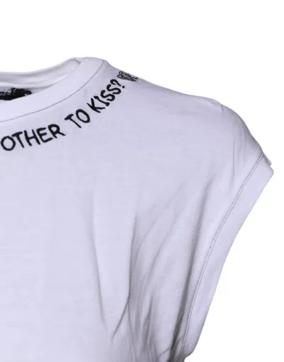 Pre-owned Dolce & Gabbana White Cotton Sleeveless Printed Tank Women's T-shirt ()