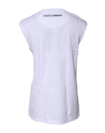 Pre-owned Dolce & Gabbana White Cotton Sleeveless Printed Tank Women's T-shirt ()