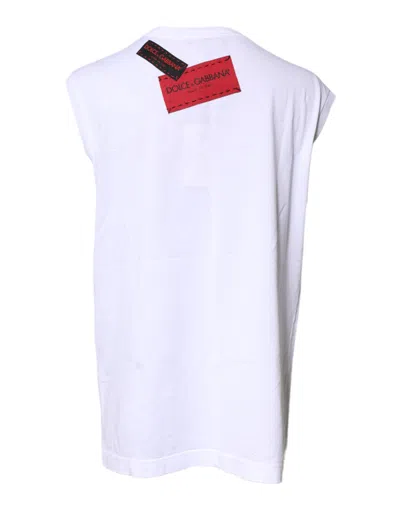 Dolce & Gabbana White Floral Graphic Print Sleeveless Tank Top In White