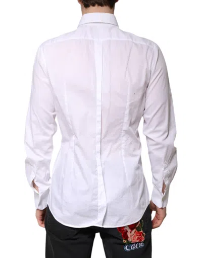 Pre-owned Dolce & Gabbana White Gold Cotton Poplin Bib Men Dress Men's Shirt ()
