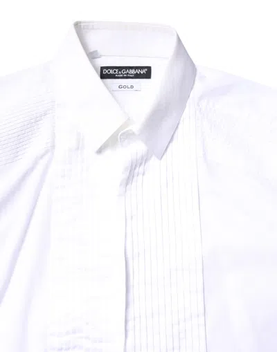 Pre-owned Dolce & Gabbana White Gold Cotton Poplin Bib Men Dress Men's Shirt ()
