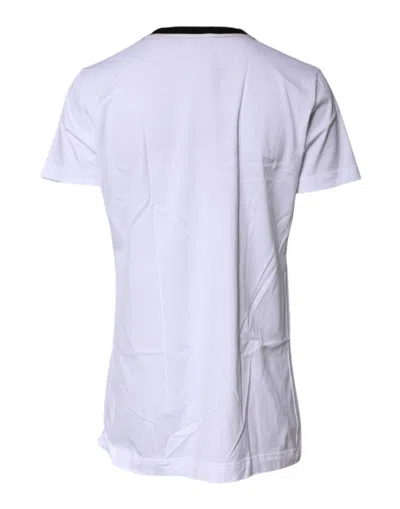 Pre-owned Dolce & Gabbana White Printed Round Neck Top Cotton Women's T-shirt ()