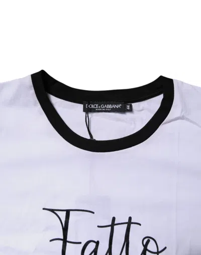 Pre-owned Dolce & Gabbana White Printed Round Neck Top Cotton Women's T-shirt ()