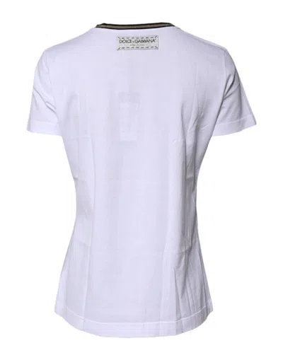 Pre-owned Dolce & Gabbana White Printed Round Neck Top Cotton Women's T-shirt ()