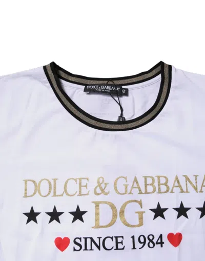 Pre-owned Dolce & Gabbana White Printed Round Neck Top Cotton Women's T-shirt ()