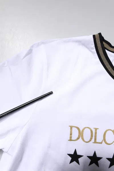 Pre-owned Dolce & Gabbana White Printed Round Neck Top Cotton Women's T-shirt ()