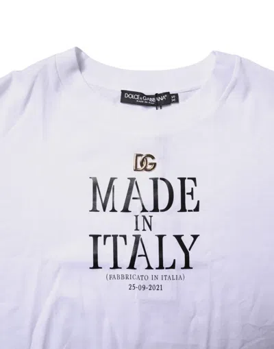 Pre-owned Dolce & Gabbana White Printed Round Neck Top Cotton Women's T-shirt ()
