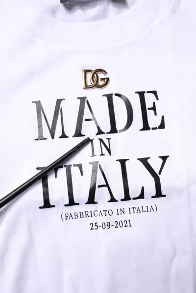 Pre-owned Dolce & Gabbana White Printed Round Neck Top Cotton Women's T-shirt ()