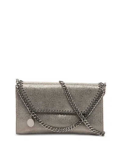 Stella Mccartney Falabella Metallic Crossbody Bag With Chain-link Shoulder Strap And Metallic Effect In Ecoleather Wo In Gray