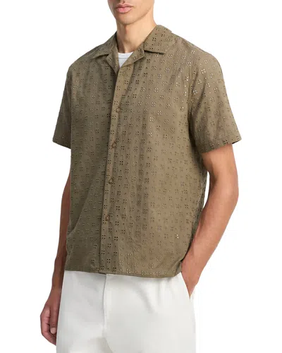 Vince Regular Fit Eyelet Short Sleeve Camp Shirt