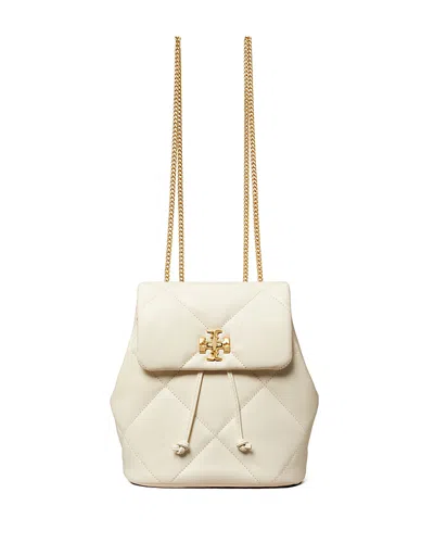 Tory Burch Small Kira Diamond Quilted Leather Backpack In White