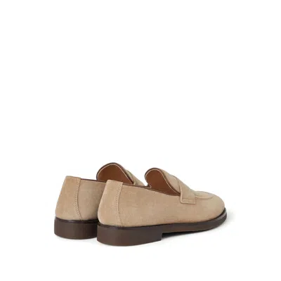Brunello Cucinelli Beige Calf Suede Mocassins In Neutral