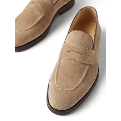Brunello Cucinelli Beige Calf Suede Mocassins In Neutral