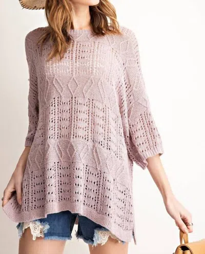 Easel Light Sweater Knit Top In Mauve In Multi