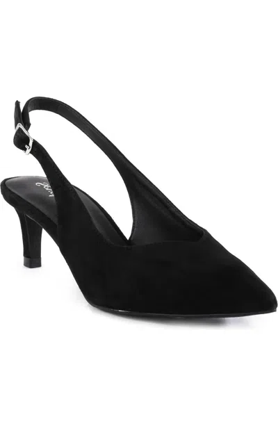 Seychelles Candlelight Slingback Pointed Toe Kitten Heel Pump In Black