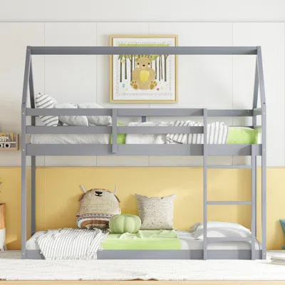 Streamdale Furniture Streamdale Grey Twin Over Twin House Bunk Bed