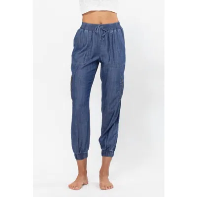 Sneak Peek Denim Cargo Joggers In Blue