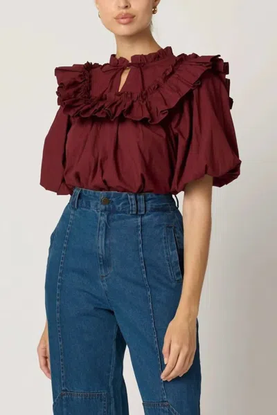 Cleobella Janet Dark Crimson Ruffle Blouse