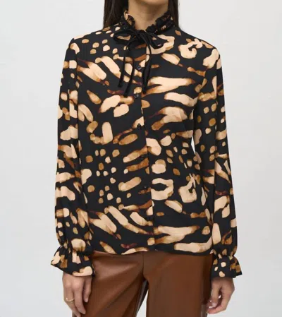 Joseph Ribkoff Animal Print Button-down Blouse In Black/multi