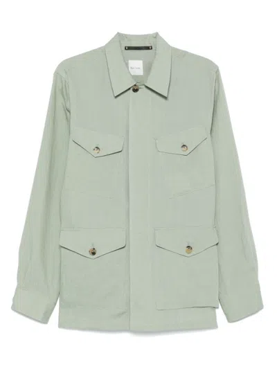 PAUL SMITH SAGE GREEN CASUAL JACKET WITH CLASSIC COLLAR 