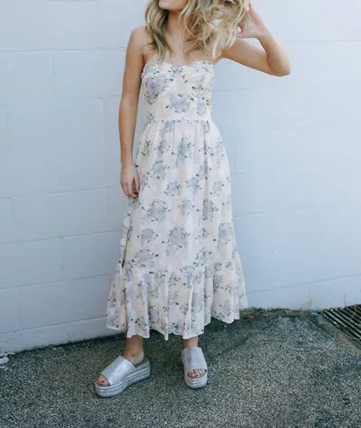 Storia Lace Strapless Dress In Blush/lavender