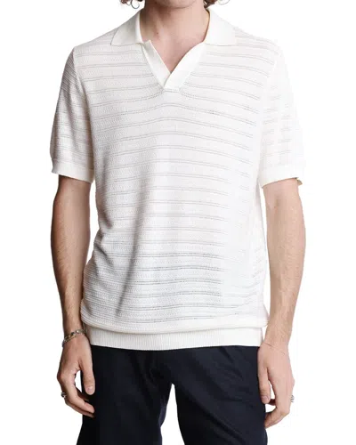 Paisley & Gray Open Knit Johnny Collar Polo In White