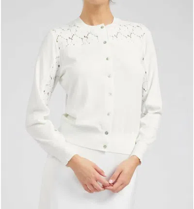 Current Air Floral Lace Cardigan In Off White