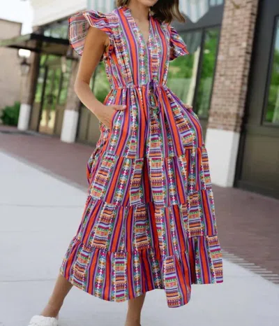 Briton Court Taylor Midi Dress In Blue Multi