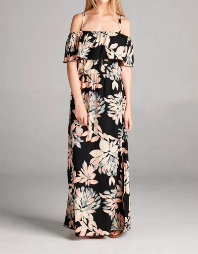 Hailey & Co Ruffle Neckline Floral Maxi Dress In Multi