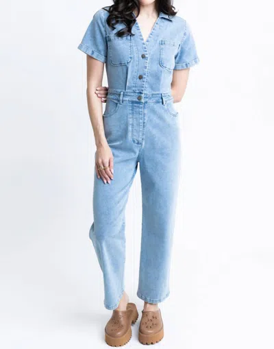 Karlie Ava Denim Utility Jumpsuit In Blue