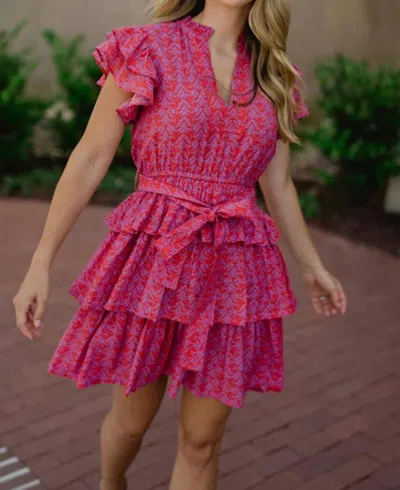Briton Court Delilah Ruffle Dress In Pink Multi