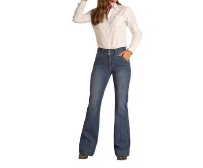 Panhandle Rock & Roll Denim Ladies High Rise Jaquard Trouser Jeans In Dark Wash